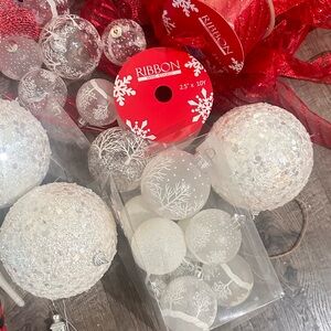 Festive White Holiday Ornaments Set
